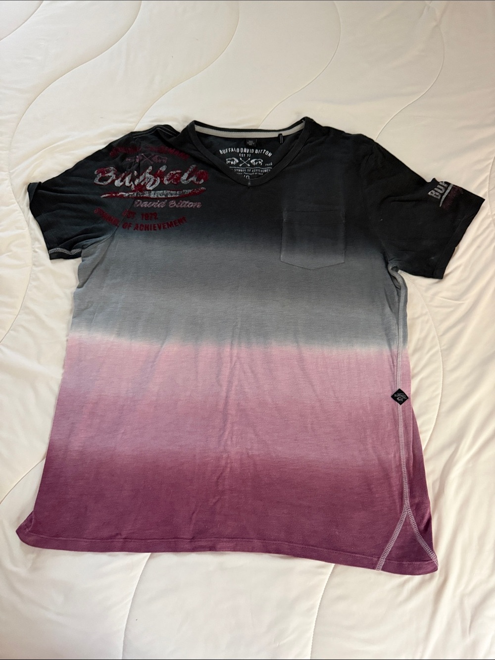 Buffalo David Bitton Black to Berry Ombre V‑Neck Tee